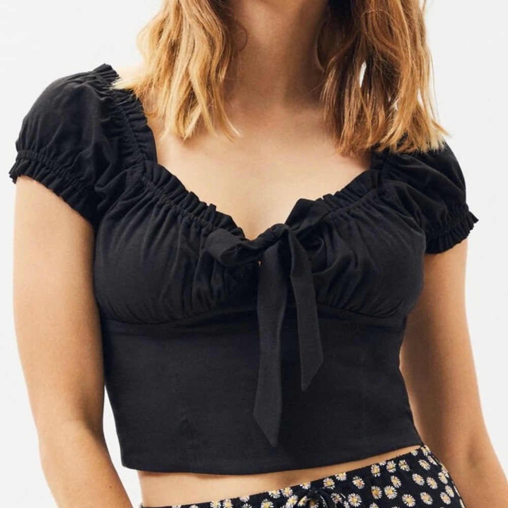 Pacsun Lottie Moss Black Cropped Bustier Tie Top